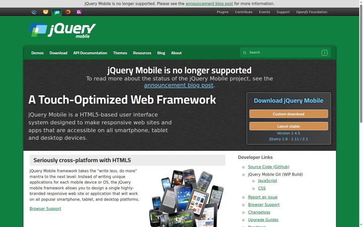Screenshot ta' jquerymobile.com