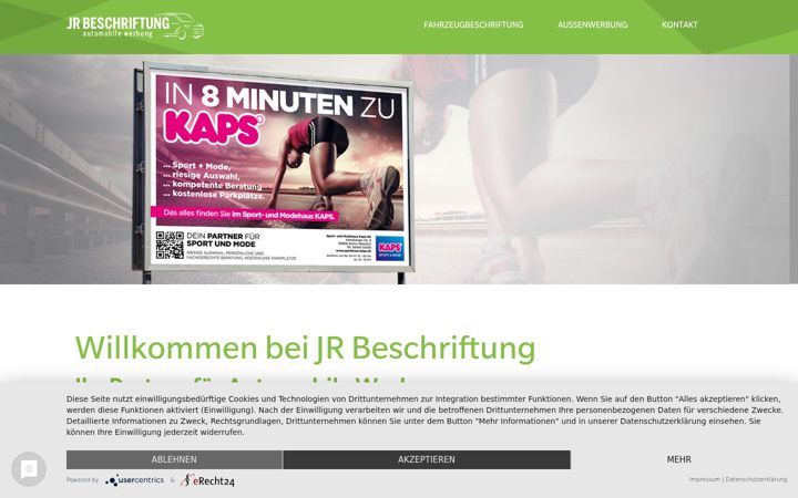 Screenshot of jr-beschriftung.de