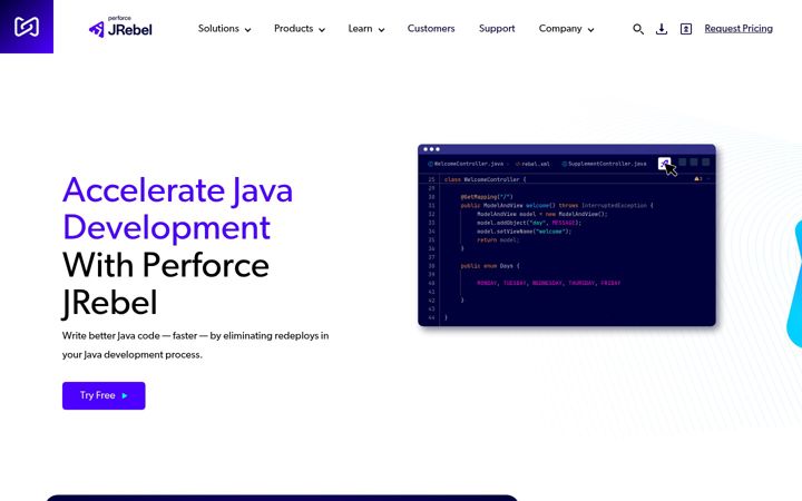 Screenshot of jrebel.com