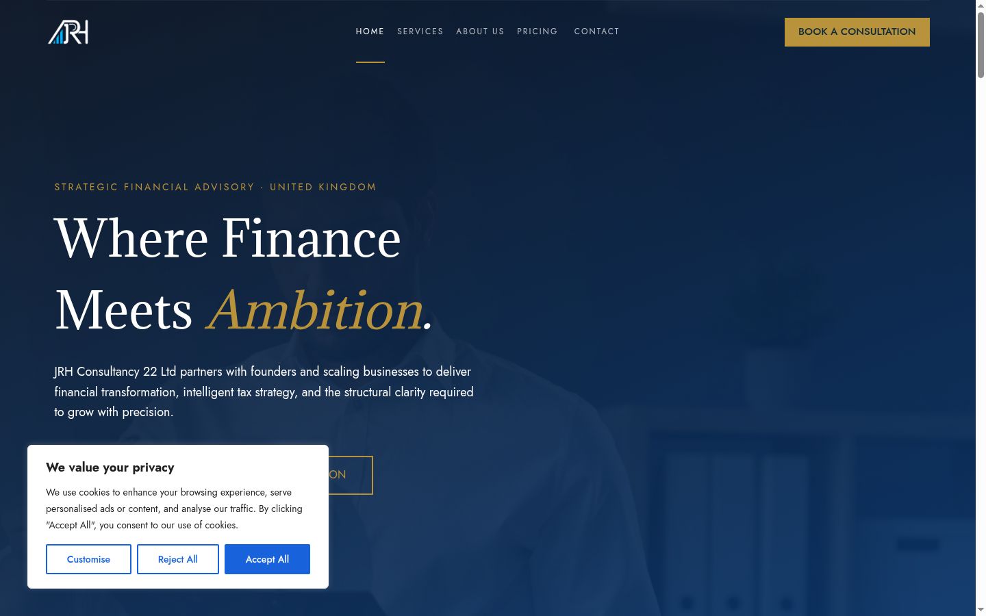 Screenshot of the consent banner shown before any interaction
