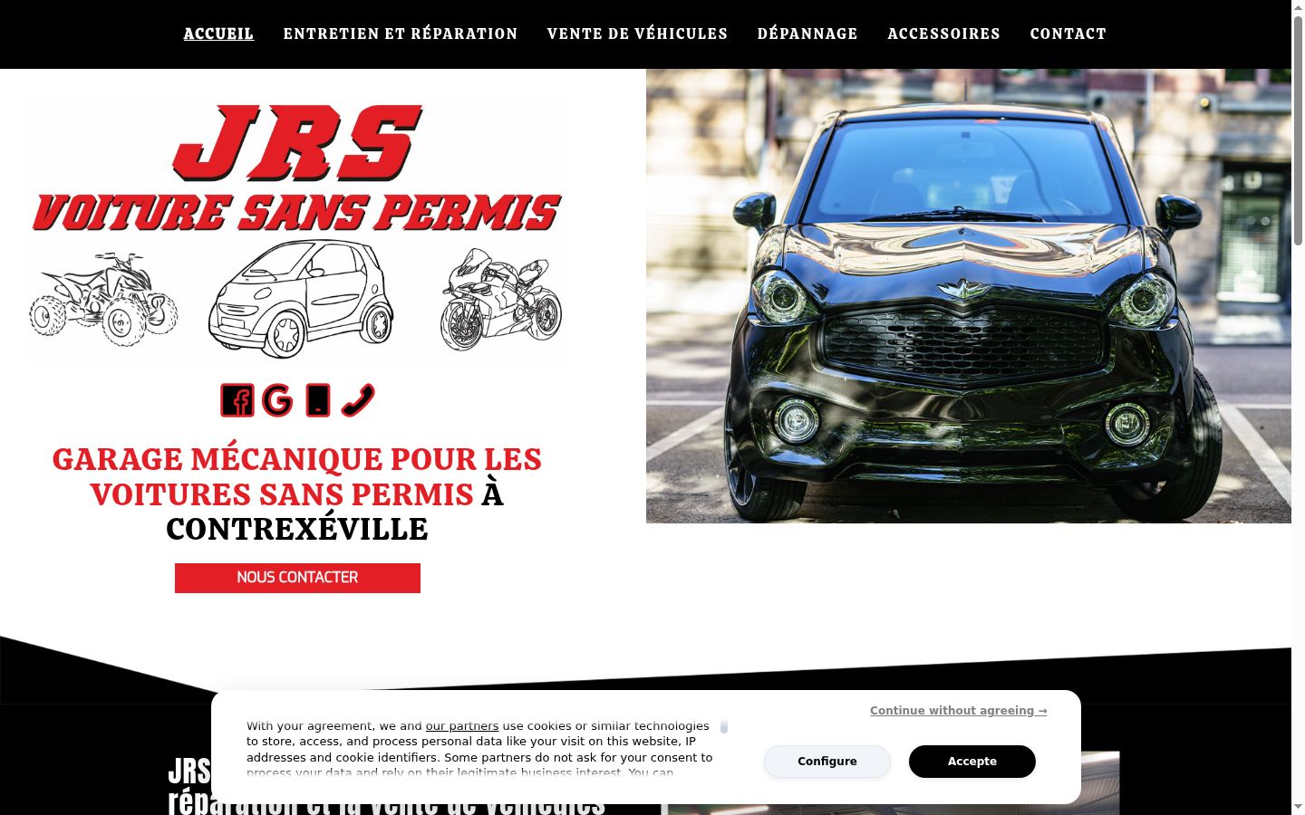 Capture d'écran de la bannière de consentement affichée avant toute interaction