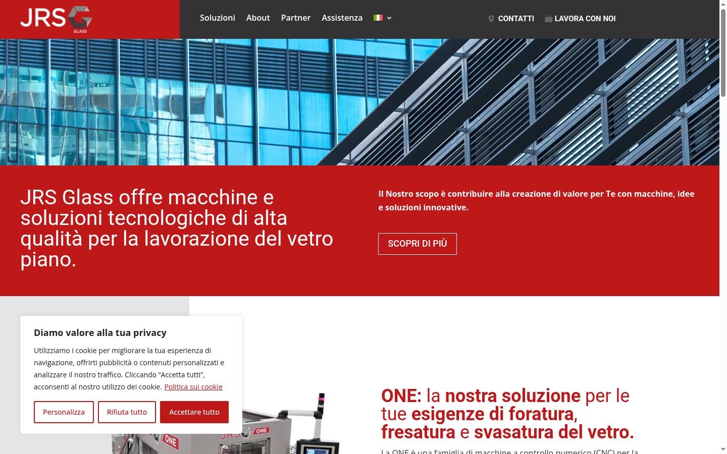 Screenshot del banner di consenso mostrato prima di qualsiasi interazione