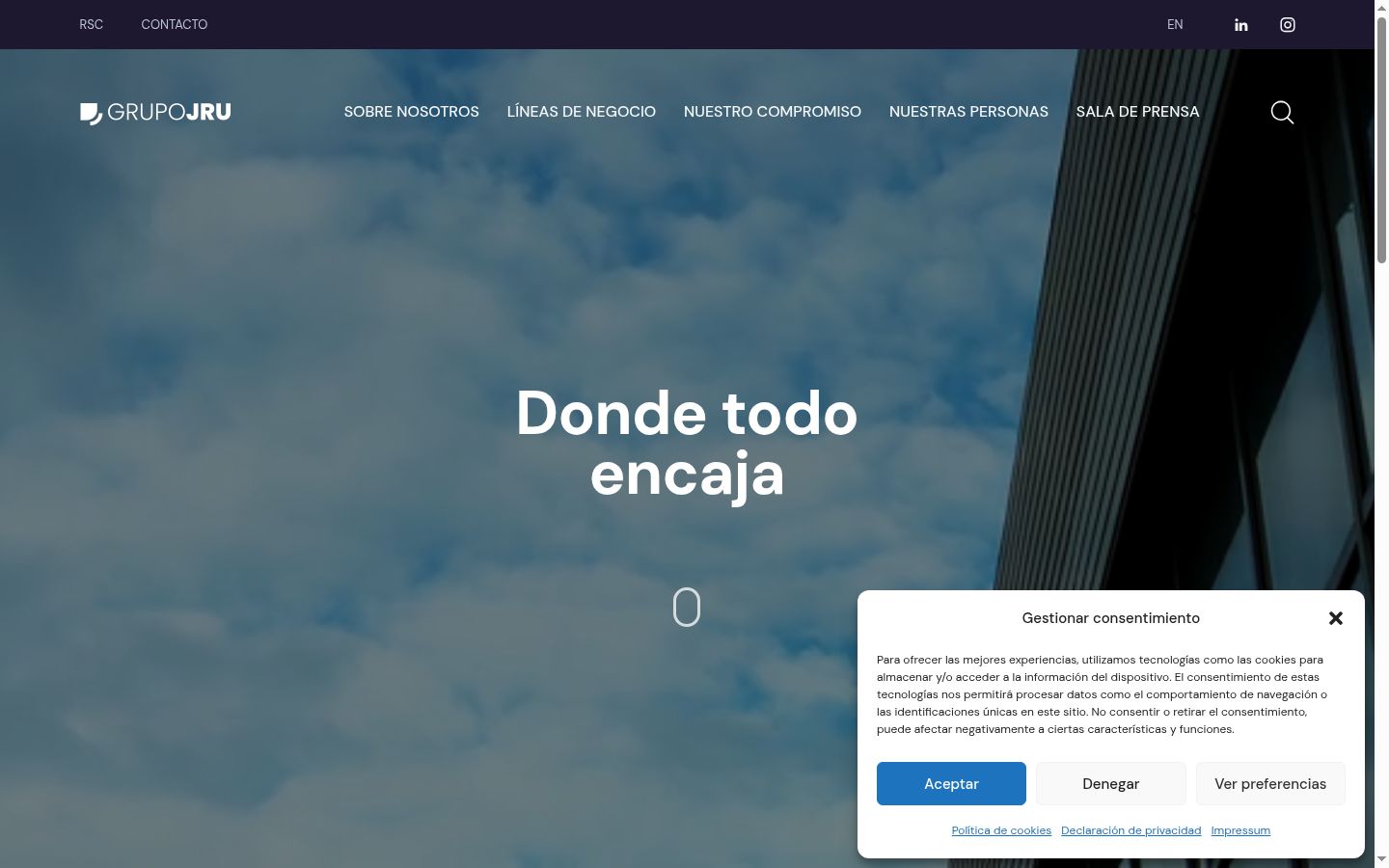 Screenshot del banner di consenso mostrato prima di qualsiasi interazione