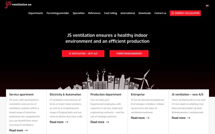 Screenshot von js-ventilation.dk