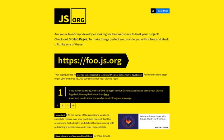 Screenshot ta' js.org
