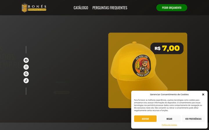 Screenshot of jsbonespersonalizados.com.br