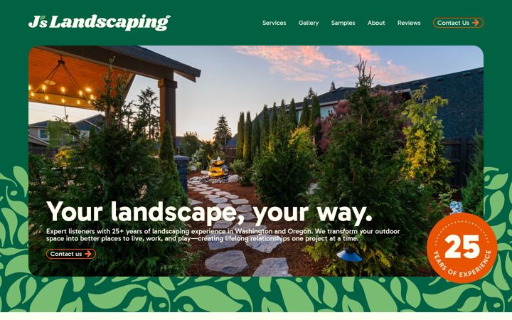 Screenshot of jscustomlandscaping.com