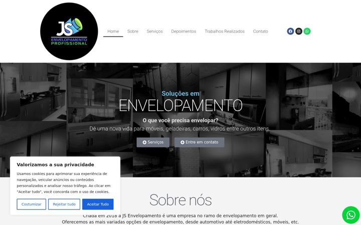 Screenshot of jsenvelopamento.com.br