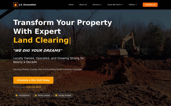 Screenshot of jsexcavation.com