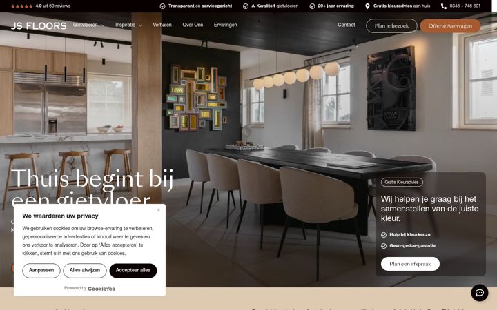 Skærmbillede af jsfloors.nl