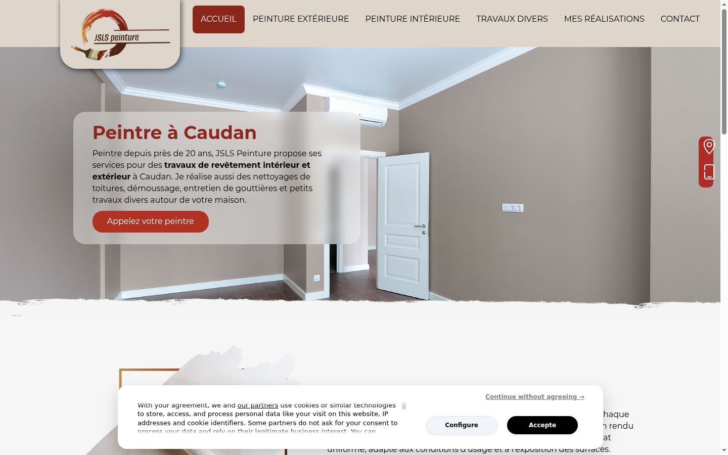 Capture d'écran de la bannière de consentement affichée avant toute interaction