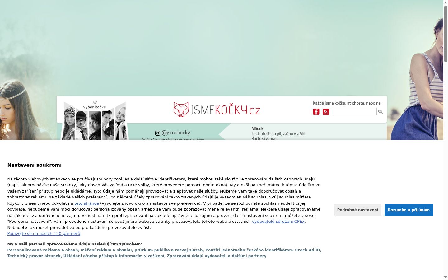 Captura de ecrã do banner de consentimento apresentado antes de qualquer interação