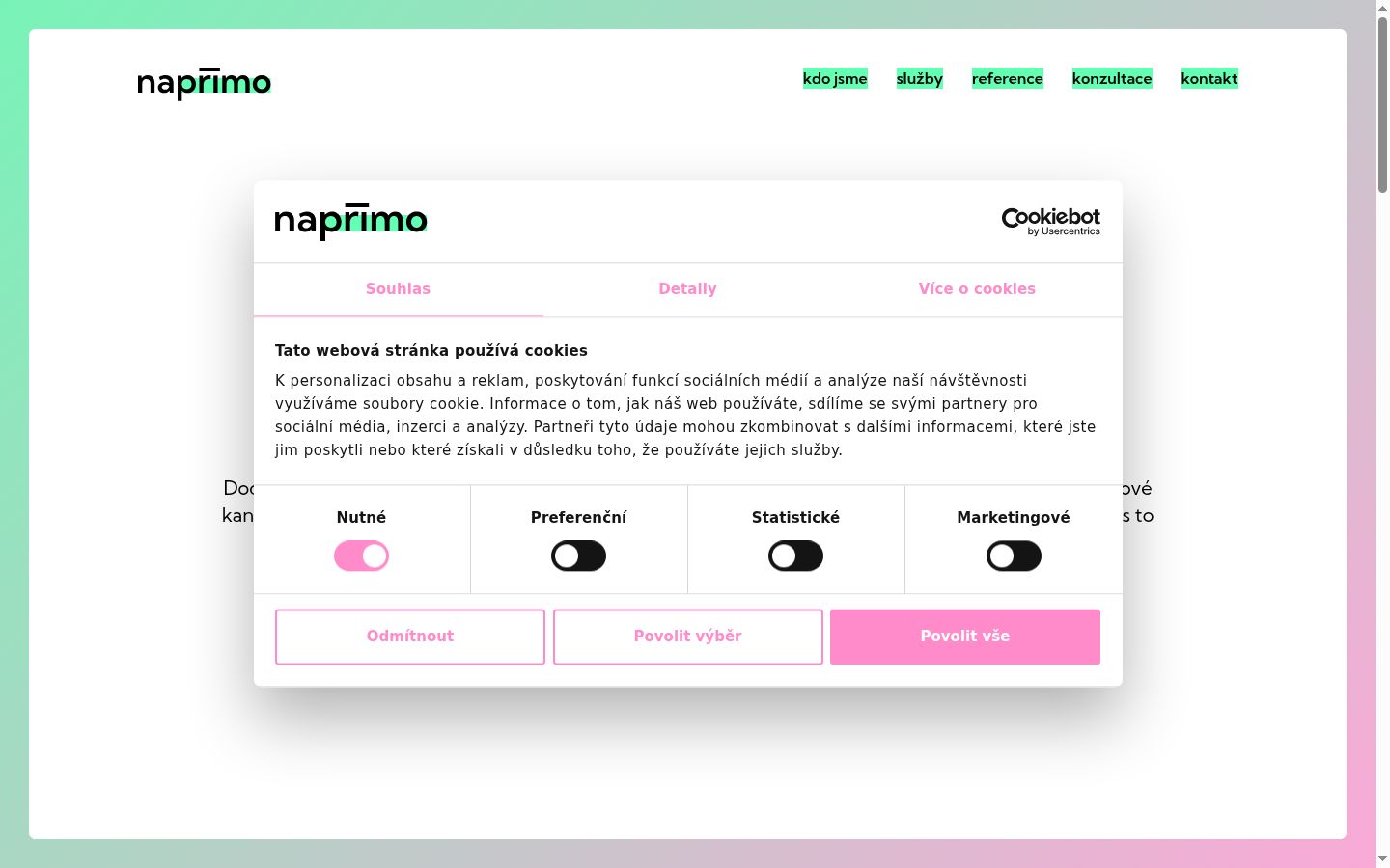 Captura de ecrã do banner de consentimento apresentado antes de qualquer interação