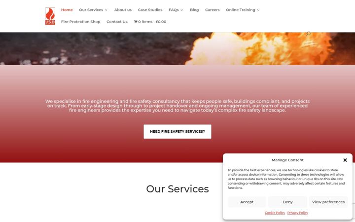 Screenshot of jsofiresafetyconsultants.co.uk