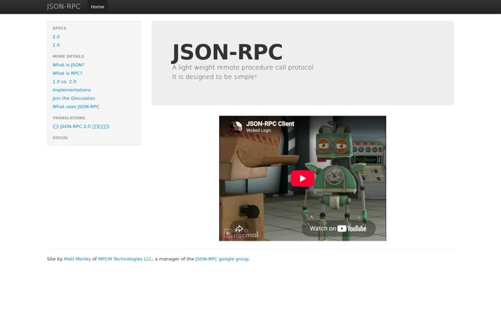 Screenshot of jsonrpc.org