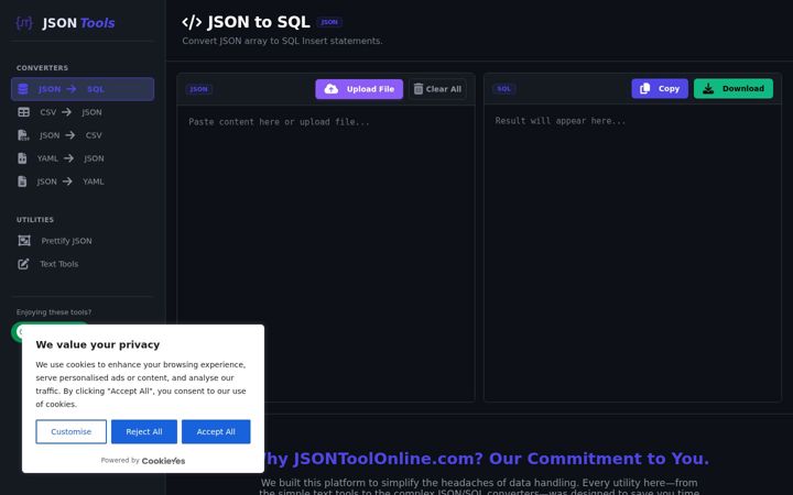 Screenshot of jsontoolonline.com
