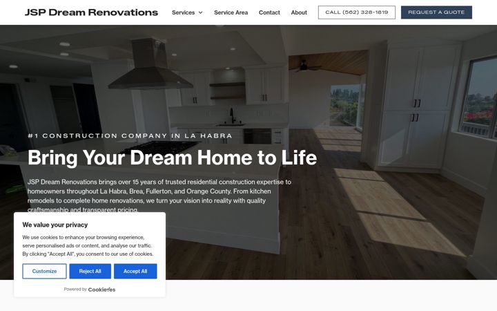 Screenshot of jspdreamrenovations.com
