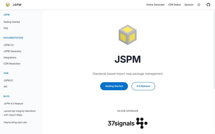Screenshot of jspm.dev