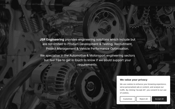 Screenshot of jsrengineering.co.uk