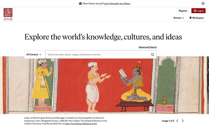 Screenshot ta' jstor.org