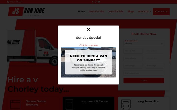 Screenshot of jsvanhirechorley.co.uk