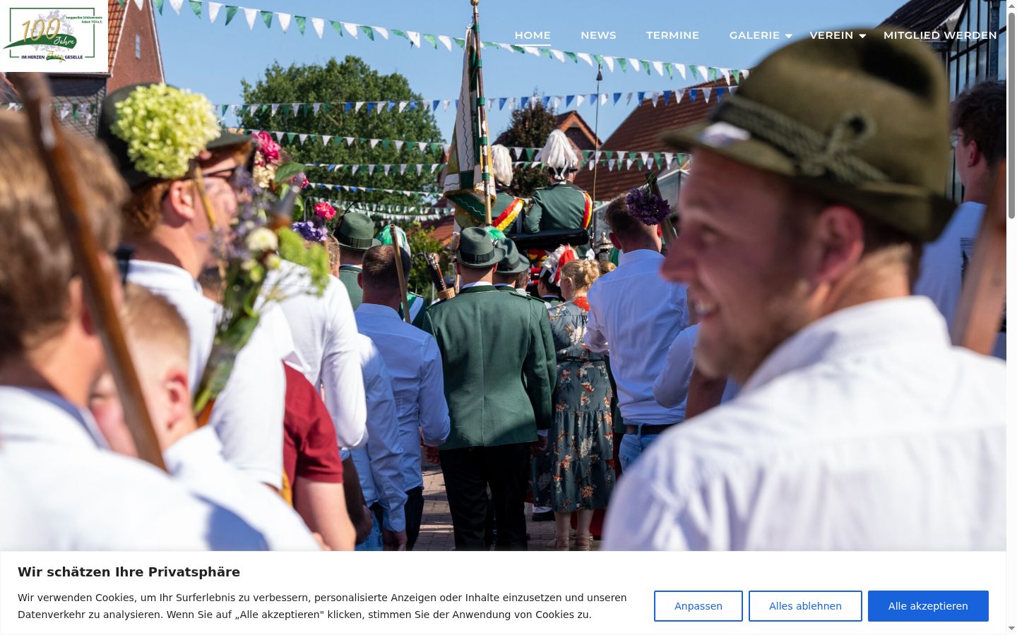 Skærmbillede af samtykkebanneret, som det blev vist før nogen interaktion