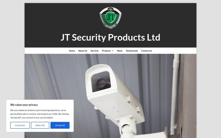Screenshot of jt-securityproducts.co.uk