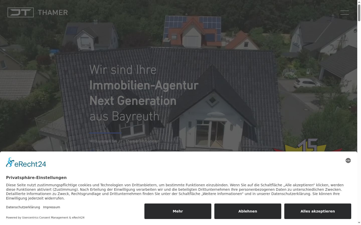 Snimka zaslona bannera za privolu prikazanog prije bilo kakve interakcije