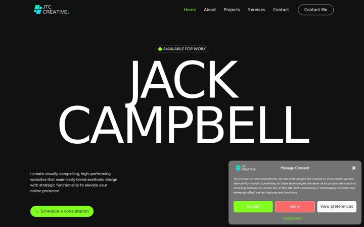 Screenshot of jtccreative.co.uk
