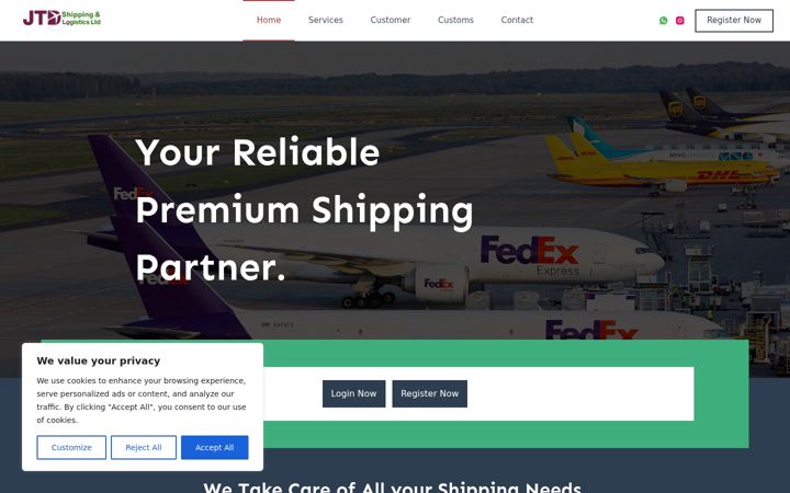 Screenshot of jtdshipping.com
