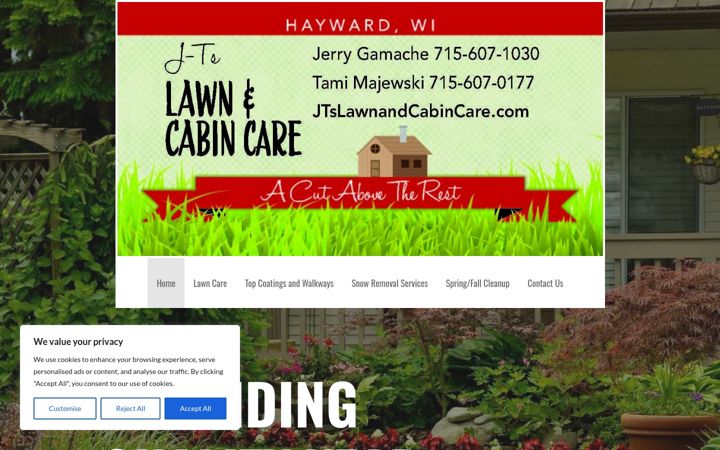 Screenshot of jtslawnandcabincare.com