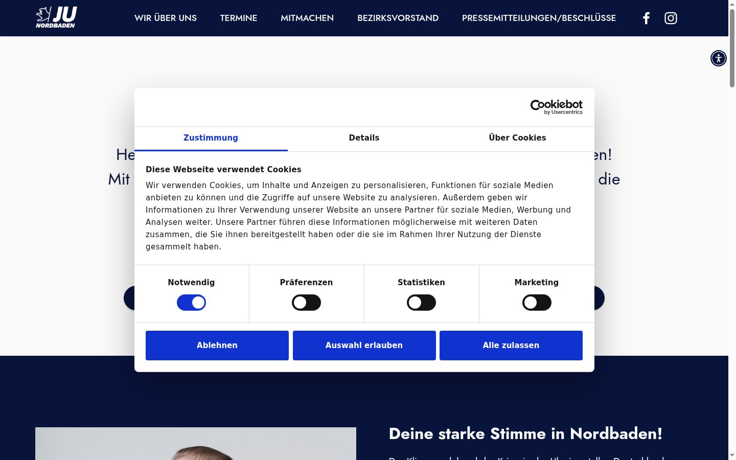 Ekraanipilt nõusolekubännerist, mida näidati enne mis tahes suhtlust