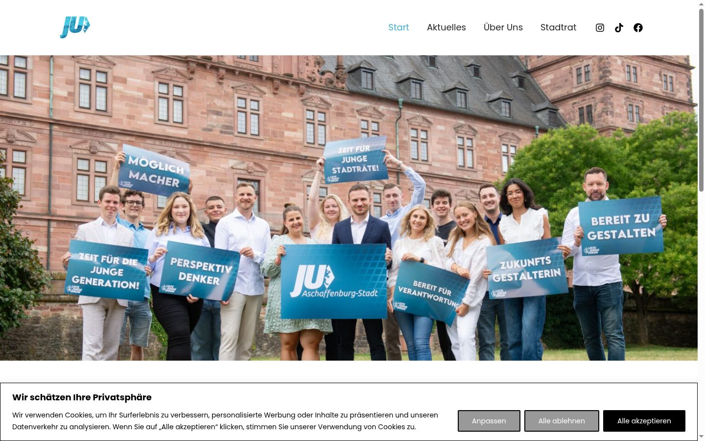 Screenshot des Einwilligungsbanners vor jeglicher Interaktion