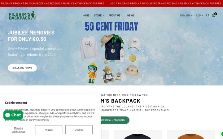 Screenshot van jubileeofficialstore.com
