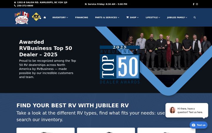 Screenshot of jubileerv.com