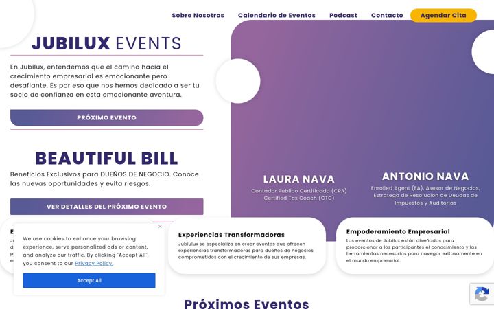 Screenshot of jubiluxevents.com