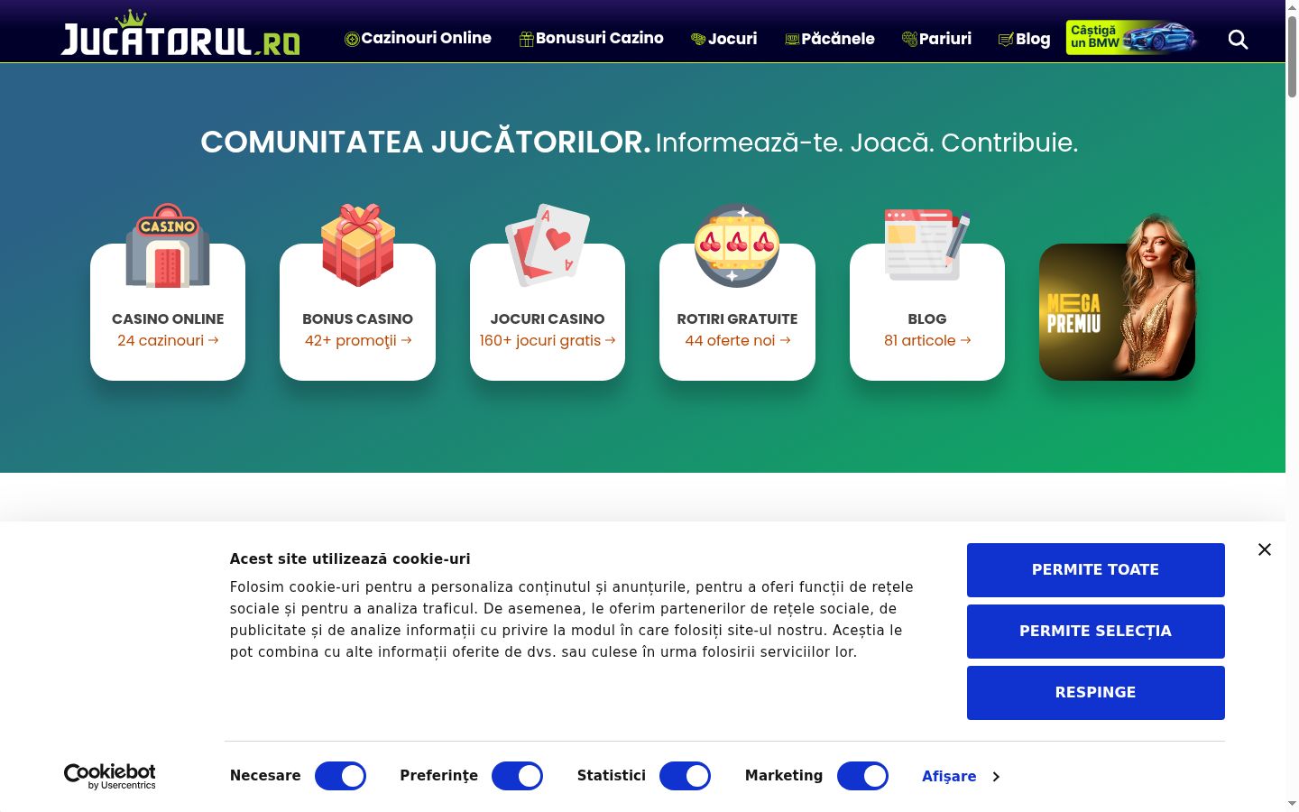 Screenshot of the consent banner shown before any interaction