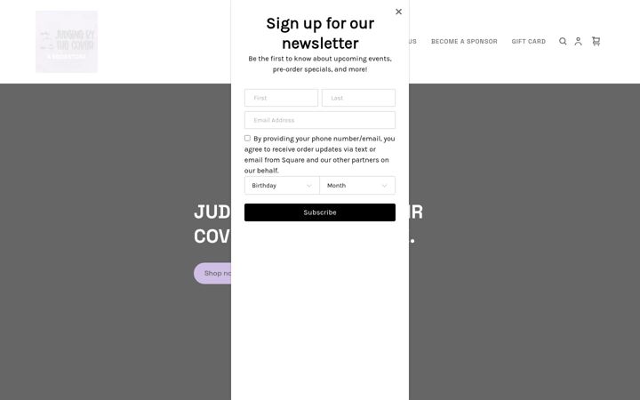 Screenshot of judgingbythecoverbookstore.com
