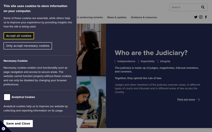Screenshot of judiciary.gov.uk