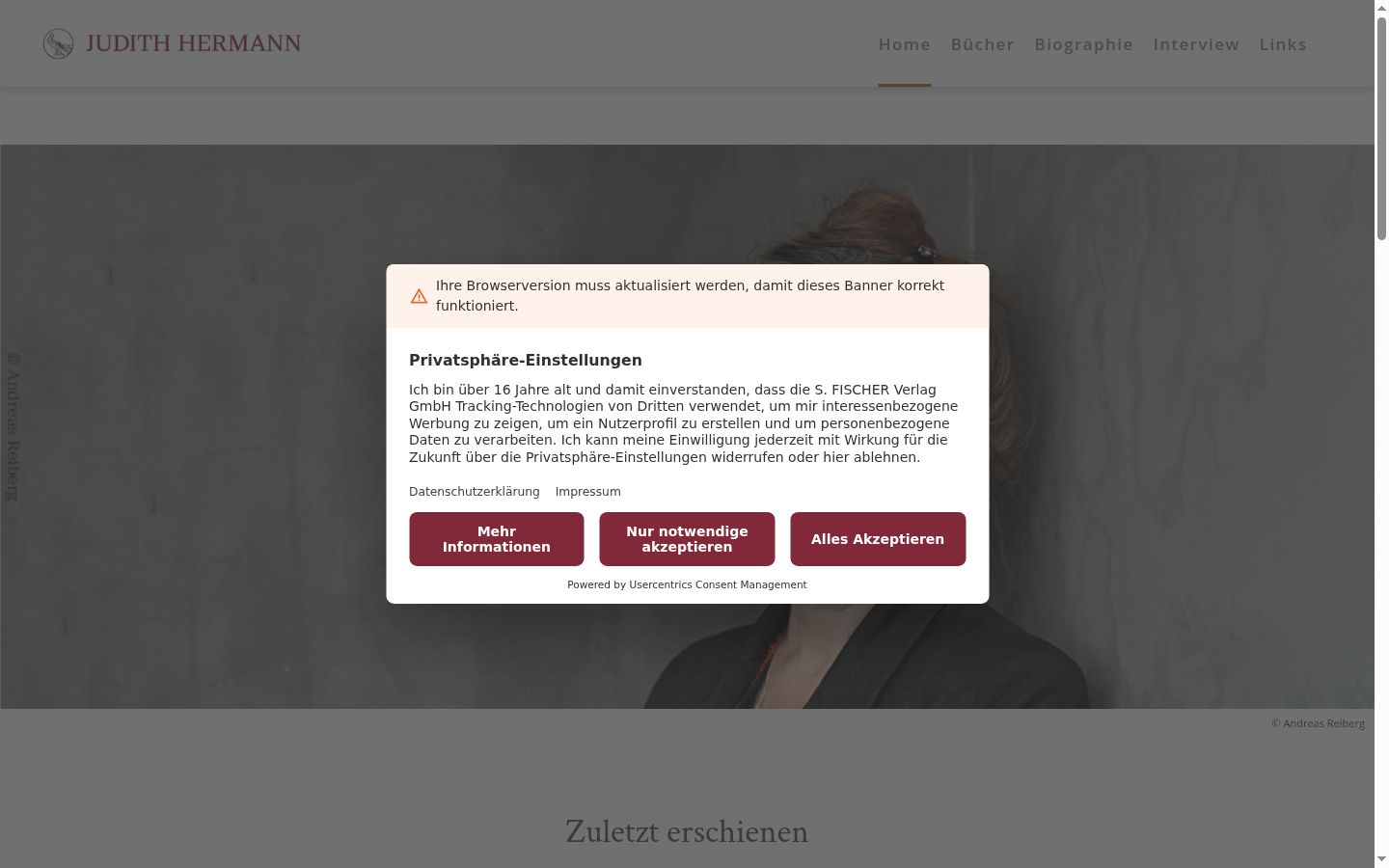 Screenshot del banner di consenso mostrato prima di qualsiasi interazione
