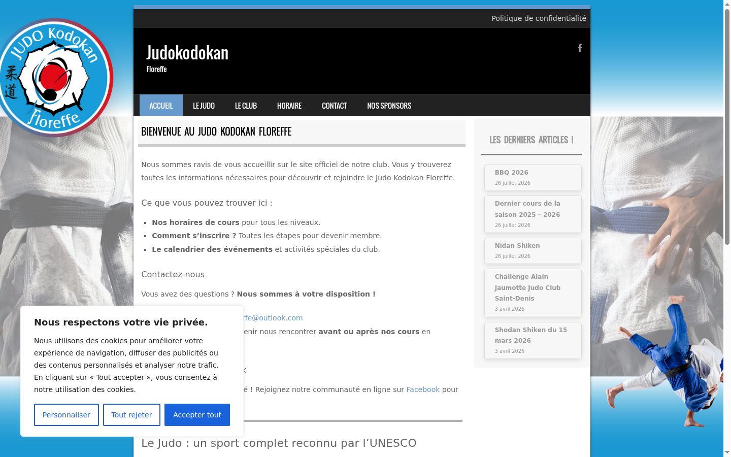 Capture d'écran de la bannière de consentement affichée avant toute interaction