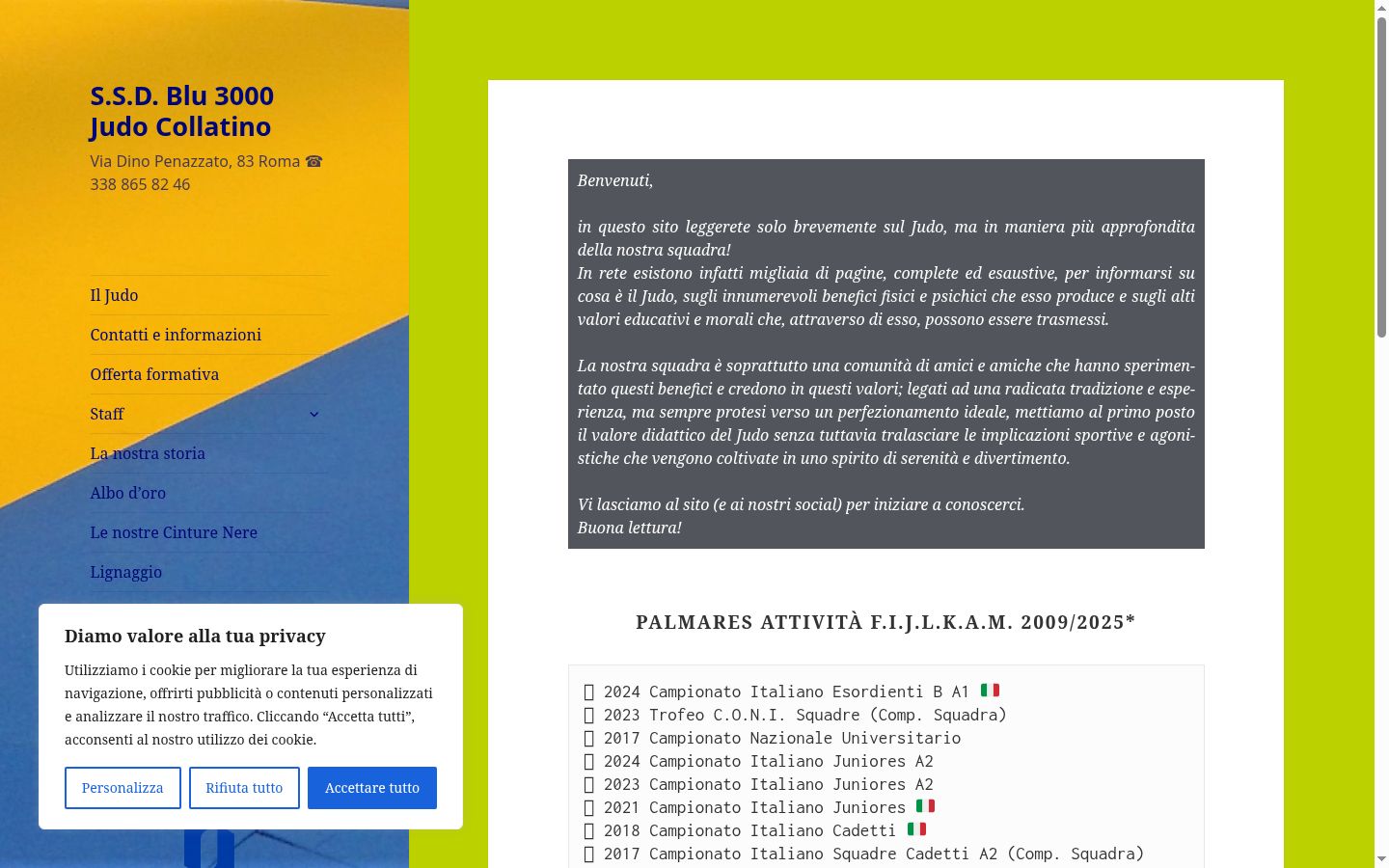 Screenshot del banner di consenso mostrato prima di qualsiasi interazione