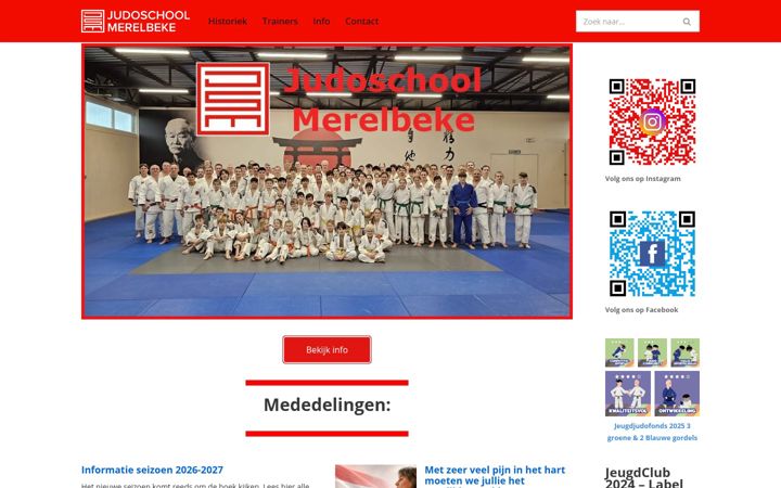 Screenshot of judoschoolmerelbeke.be