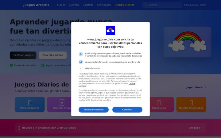 Screenshot of juegosarcoiris.com