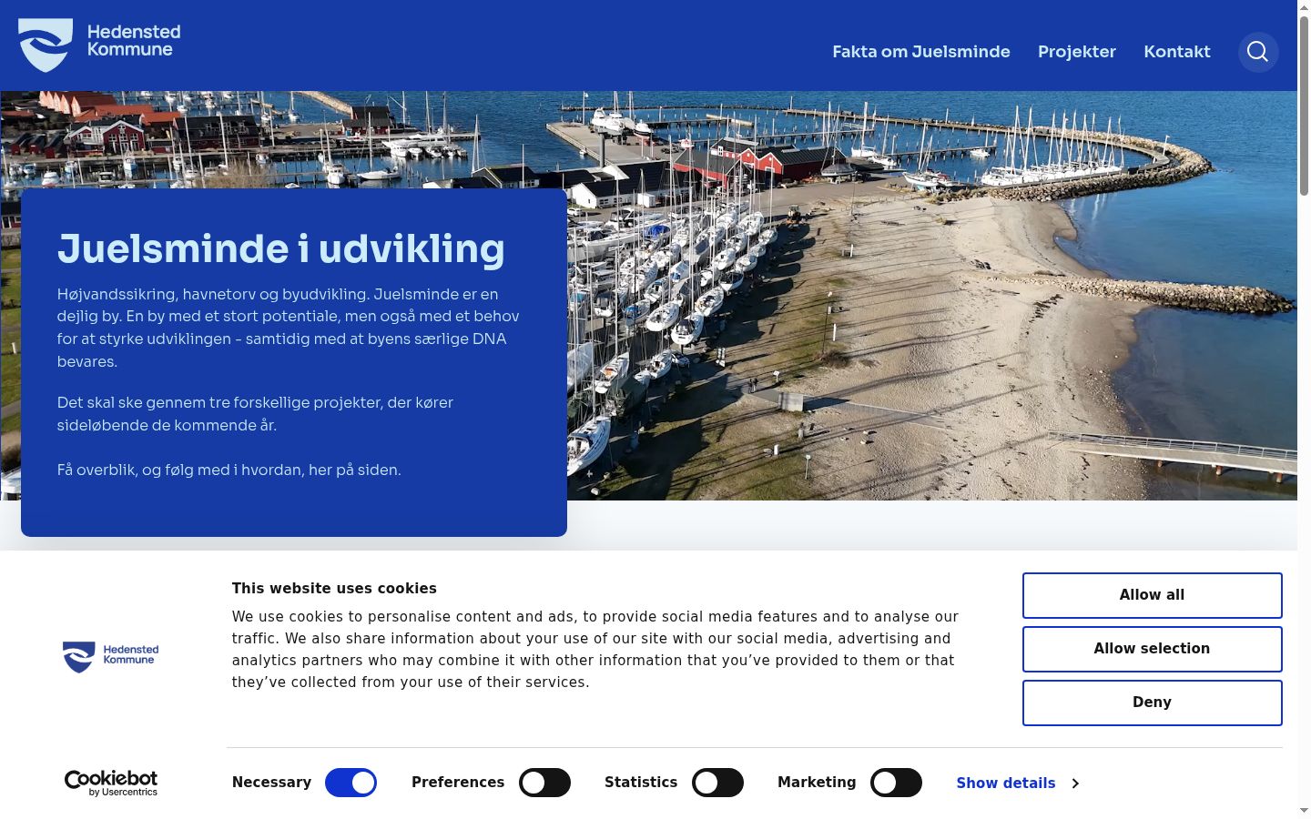 Skærmbillede af samtykkebanneret, som det blev vist før nogen interaktion