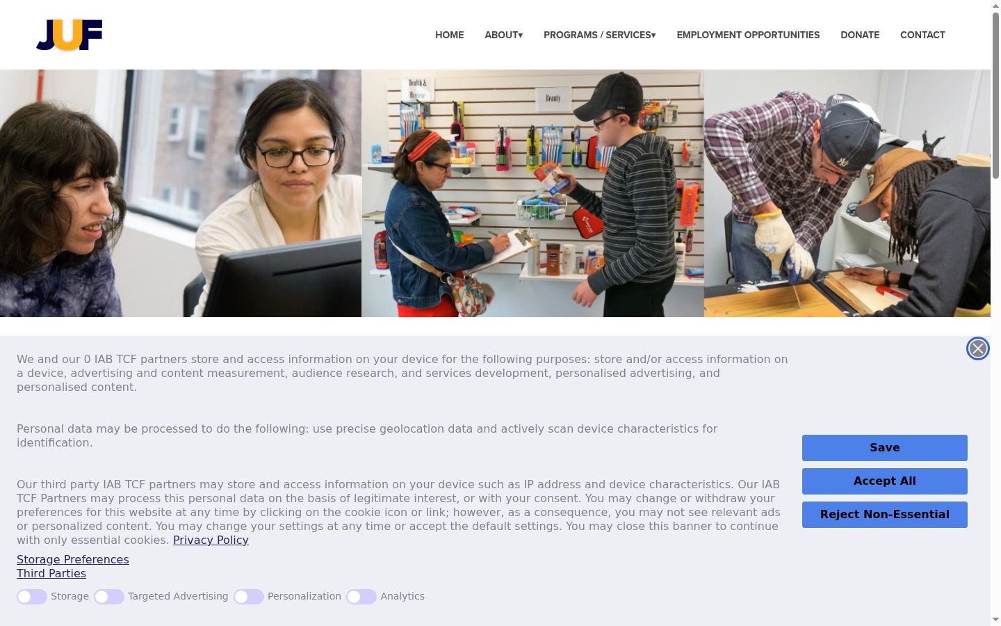 Screenshot des Einwilligungsbanners vor jeglicher Interaktion