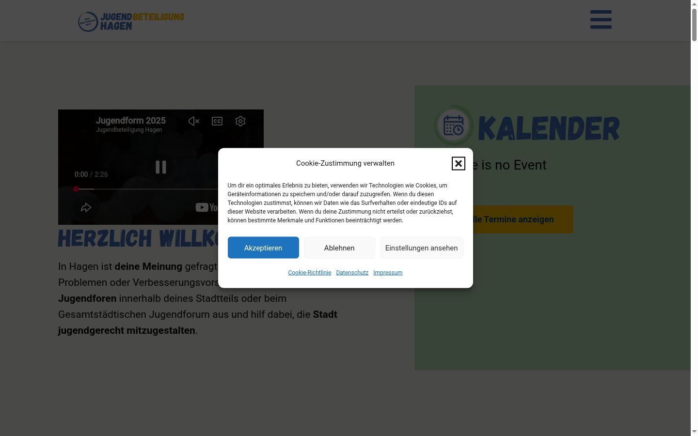 Screenshot del banner di consenso mostrato prima di qualsiasi interazione