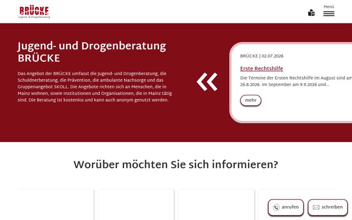 Screenshot of jugend-drogenberatung-bruecke.de