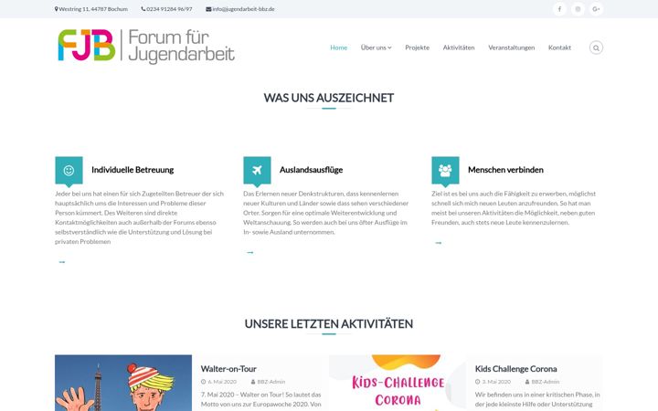 Screenshot of jugendarbeit-bbz.de
