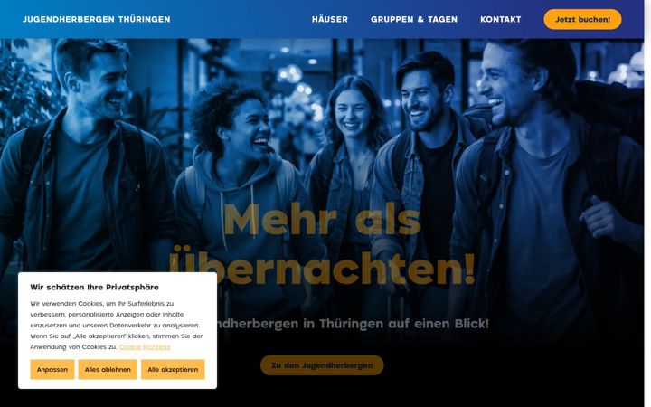 Screenshot of jugendherberge-th.de
